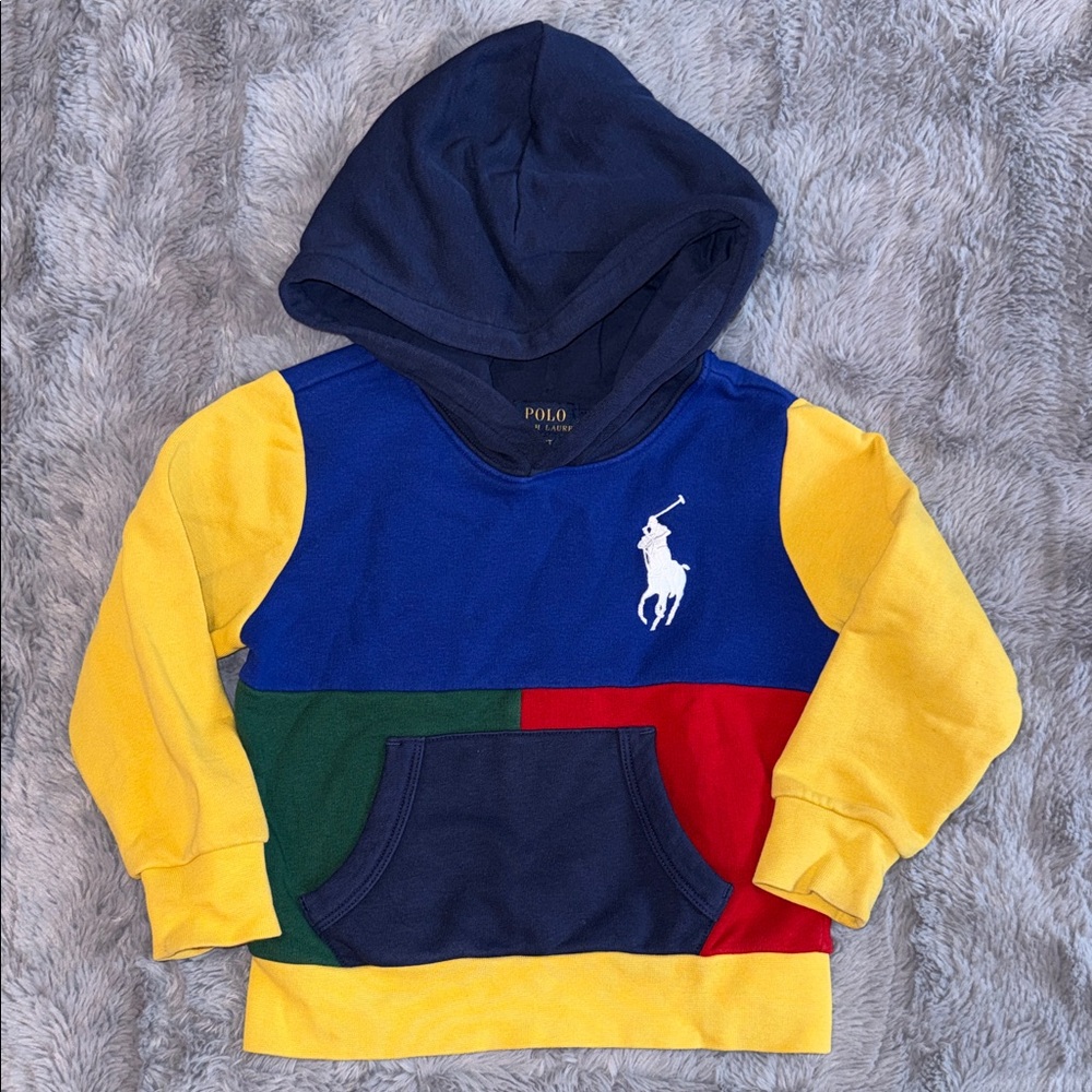 Polo by Ralph Lauren Kids Colorblock Hoodie in Navy, Yellow, Blue, Red, Green 3T